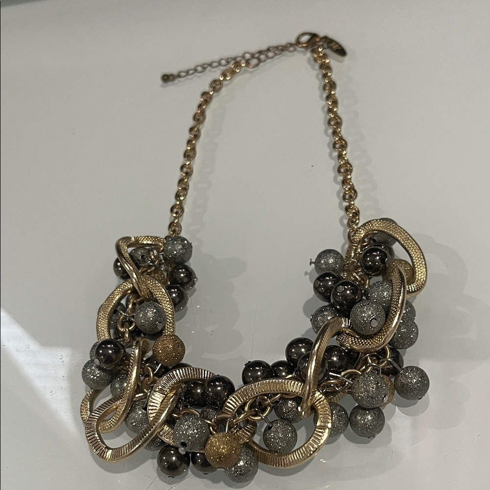 NY Chic Gold and Black Beaded Necklace